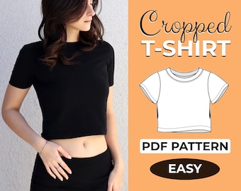 Crop Top Sewing Pattern | Y2K Baby Tee Cropped Top | Easy Beginner Pattern + Detailed Illustrated Tutorial | XXS - XXXL | A0, A4 & US-Letter