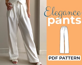 Wide Leg Pants Sewing Pattern, High Waisted Trousers, XXS - XXL Flare Leg Pants, A0, A4, Us-Letter Pattern + Detailed Illustrated Tutorial