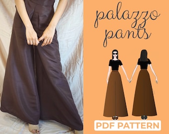 Flare Leg Pants Sewing Pattern, High Waisted Trousers Pattern, Easy Wide Leg Pants Sewing Pattern, Formal Dress Pants, PDF A0, A4, US-Letter
