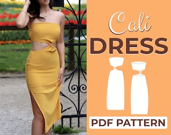 Ausschnitt Maxi Kleid Schnittmuster | Sommerkleid Schnittmuster | Anfänger Schnittmuster + Anleitung für Anfänger | XXS - XXL | A0, A4 & USLetter