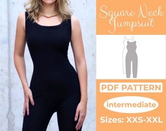 Catsuit Sewing Pattern | Jumpsuit Sewing Pattern | Romper Sewing Pattern | Bodysuit pattern | Velvet Jumpsuit | US-Letter, A4 & A0 Pattern