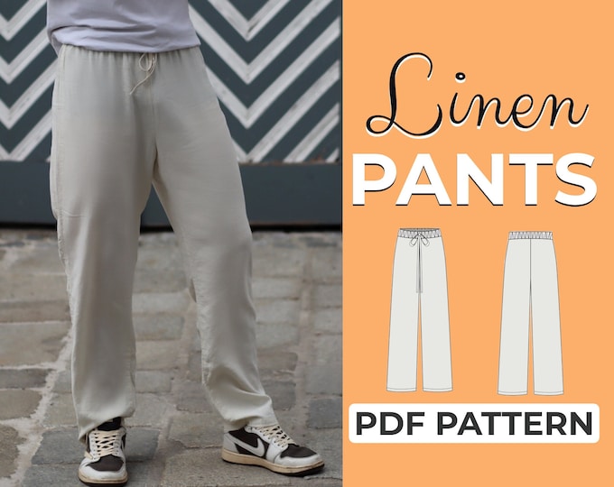 Mens Linen Pants Sewing Pattern | Harem Baggy Pants | Easy Beginner Pattern + Easy Illustrated Tutorial | XXS - XXXL | A0, A4 & US-Letter