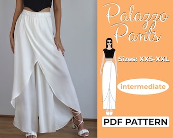 Palazzo Pants Sewing Pattern, XXS - XXL, Boho Pants, Goddess Wide Leg Pants, Beginner A0, A4 & US-Letter Pattern + Easy Sewing Instruction