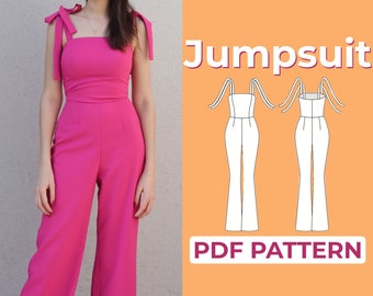 Jumpsuit Schnittmuster, Strampler Latzhose Schnittmuster | Schnittmuster + Ausführliche Illustrationsanleitung | XXS - XXXL | A0, A4 & US-Letter Muster