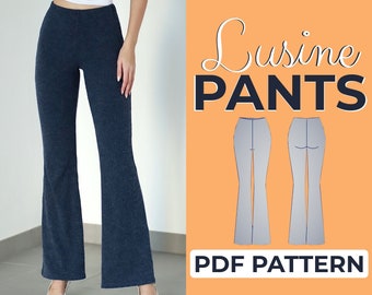 Wide Leg Pants Pattern, Easy Sewing Pattern, High Waisted Flare Pants, Sweatpants XXS - XXXL, A4,A0,USLetter + Detailed Illustrated Tutorial
