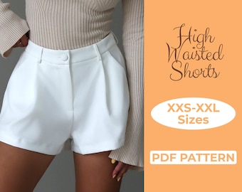 High Waisted Flare Shorts Sewing Pattern, Wide Leg Summer Shorts For Women, Loose Beach Pants, A4, A0, US-Letter + Easy Illustrated Tutorial