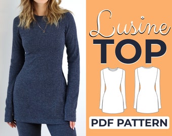 Long Sleeve Sewing Pattern, Loungewear Pattern, Easy Sewing Pattern, Sweatshirt, XXS - XXXL, A4 A0 US-Letter + Detailed Illustrated Tutorial
