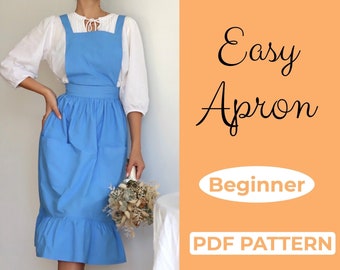 Apron Sewing Pattern | Vintage Pinafore | Cottage Dress Pattern | Easy Apron Pattern | PDF Download A0, A4, US-Letter