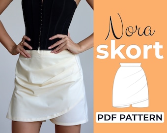 Patron de couture de jupe-short | Patron de short | ressemble à une minijupe | XXS - XXL, A0, A4 et lettre US + tutoriel illustré détaillé