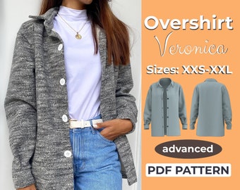 Oversized Shirt Jacket Sewing Pattern | Women's Shacket | Oversized Shirt Pattern | XXS - XXL | A0, A4 & US-Letter