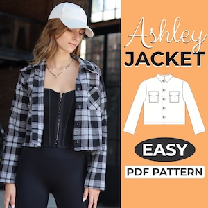 Short Jacket Pattern | Cropped Shirt Jacket | Easy Beginner Sewing Pattern + Detailed Illustrated Tutorial | XXS - XXL | A0, A4 US-Letter