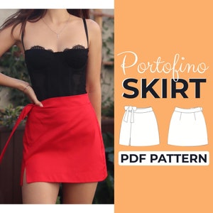 Patrón de costura de minifalda / Patrón de falda de urdimbre, patrón de falda de verano / Patrón + instrucciones ilustradas detalladas / XXS - XXXL / A0, A4 y carta de EE. UU.