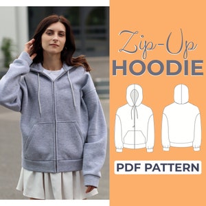 Patrón de costura para sudadera con cremallera / Patrón para chaqueta, patrón para suéter / Patrón + instrucciones detalladas con ilustraciones / XXS - XXXL / A0, A4 y carta de EE. UU.