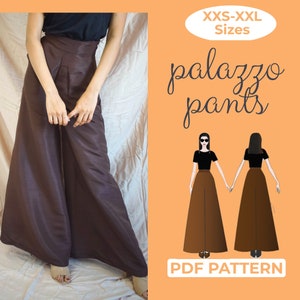 Flare Leg Pants Sewing Pattern, High Waisted Trousers Pattern, Easy Wide Leg Pants Sewing Pattern, Formal Dress Pants, PDF A0, A4, US-Letter