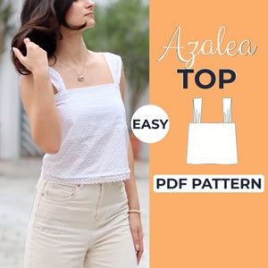 Patrón de costura fácil para blusa sin mangas / Blusa de verano sin mangas / Patrón para principiantes + Tutorial ilustrado fácil / XXS - XXXL / A0, A4 y tamaño carta de EE. UU.