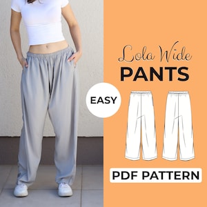 Patrón de costura para pantalones de pierna ancha / Pantalones de pijama hippie / Patrón fácil para principiantes + Tutorial ilustrado fácil / XXS - XXXL / A0, A4 y carta estadounidense
