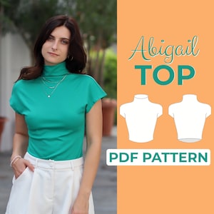 Patrón de costura para blusa de cuello alto / Blusa de punto con cuello alto / Patrón + instrucciones ilustradas detalladas / XXS - XXXL / A0, A4 y carta de EE. UU.