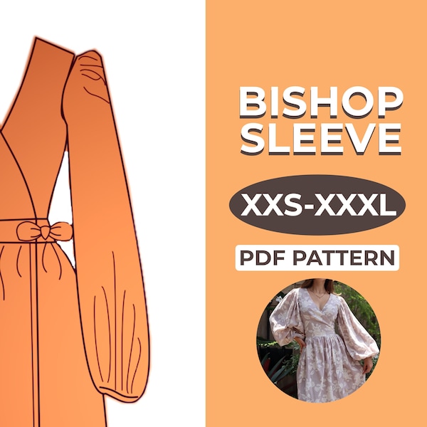 Bishop Sleeves Sewing Pattern, Latern Sleeves, Easy Pattern in A0, A4 & US-Letter Version + Detailed Instruction, XXS - XXXL