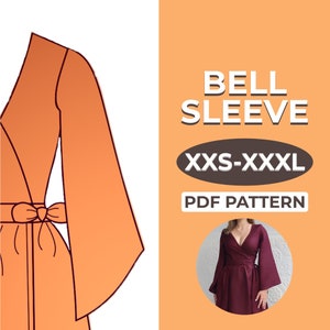 Bell Sleeve Sewing Pattern, Easy Pattern in A0, A4 & US-Letter Version Detailed Instruction, XXS XXL image 1