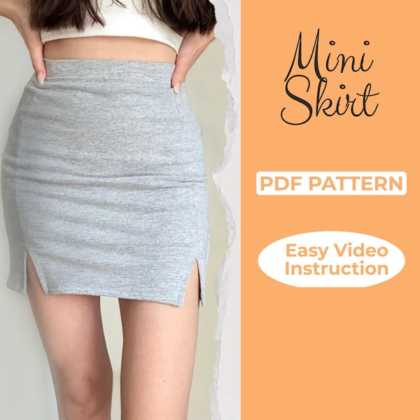 easy mini skirt pattern + skirt sewing Instruction, short skirt, low rise skirt, aline skirt, super sexy skirt A4/A0/US-Letter PDF Download