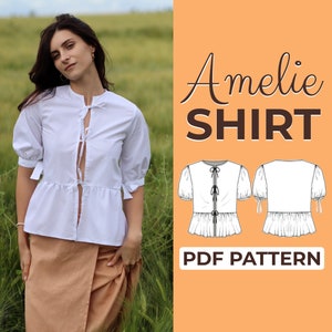 Patrón de costura de blusa con mangas abullonadas / Blusa estilo boho de lechera / Patrón fácil para principiantes + Tutorial ilustrado fácil / XXS - XXXL / A0, A4 y tamaño carta de EE. UU.