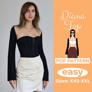 Patrón de costura de bolero, bolero con mangas largas acampanadas, patrón de bolero XXS - XXL para mujer, tamaño A0, A4, carta de EE. UU. + instrucciones sencillas