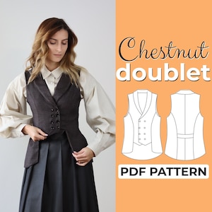 Patron de couture gilet victorien, patrons de couture gilet édouardien, XXS - XXXL, A4, A0 et lettre US + tutoriel illustré détaillé