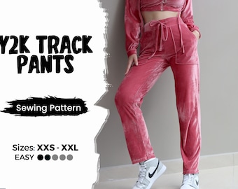 Y2K Velour Tracksuit Pants Sewing Pattern | Easy Wide Leg Pants Pattern | Track Pants | Cargo Pants Pattern | Trouser | Loungewear Jogger