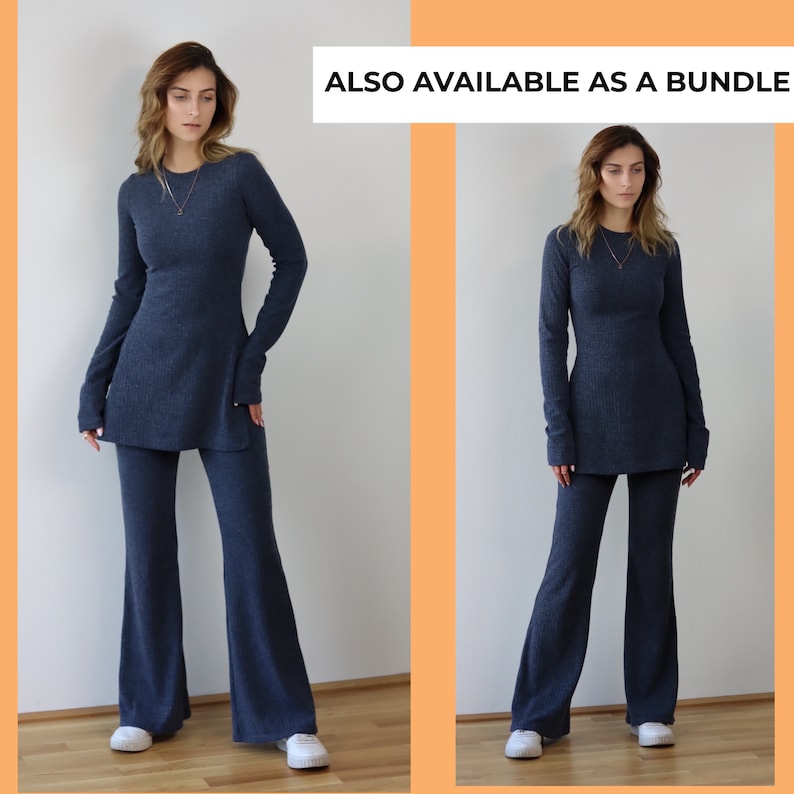 Wide Leg Pants Pattern, Easy Sewing Pattern, High Waisted Flare Pants, Sweatpants XXS - XXXL, A4,A0,USLetter + Detailed Illustrated Tutorial image 5