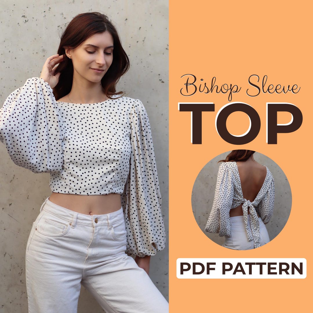 Bishop Sleeve Wrap Top Sewing Pattern | Peasant Blouse | Easy Beginner ...