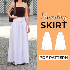 Maxi Skirt Sewing Pattern | High Waist Long Skirt | Easy Beginner Pattern + Easy Illustrated Tutorial | XXS - 7XL | A0, A4 & US Letter