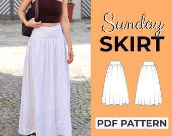 Maxi Skirt Sewing Pattern | High Waist Long Skirt | Easy Beginner Pattern + Easy Illustrated Tutorial | XXS - 7XL | A0, A4 & US Letter