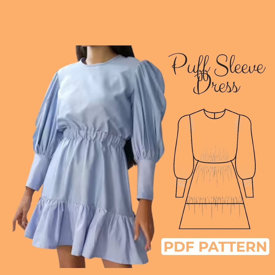 Puff Sleeve Pattern Smock Dress Pattern Mini Dress Pattern Etsy