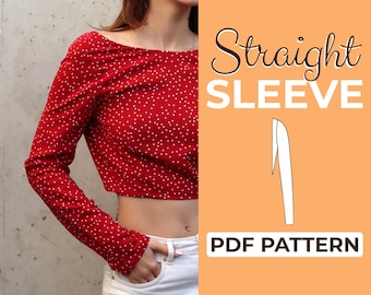 Straight Sleeve Sewing Pattern, Easy Long Sleeve Pattern in A0, A4 & US-Letter Version + Detailed Instruction, XXS - XXXL