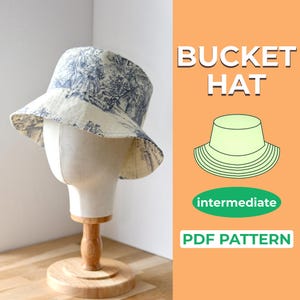 Bucket Hat & Sun Hat Sewing Pattern, Reversible Unisex Hats for Adults and Kids, A0, A4, US-Letter Pattern + Beginner Friendly Instruction