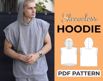 Sleeveless Hoodie Sewing Pattern | Hooded Tank Top | Easy Beginner Pattern + Easy Illustrated Tutorial | XXS - 7XL | A0, A4 & US Letter