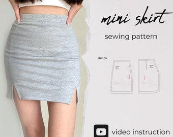 mini skirt pattern, skirt pattern, skirt sewing pattern, short skirt, mini dress pattern, low rise skirt, aline skirt, corduroy skirt A4/A0