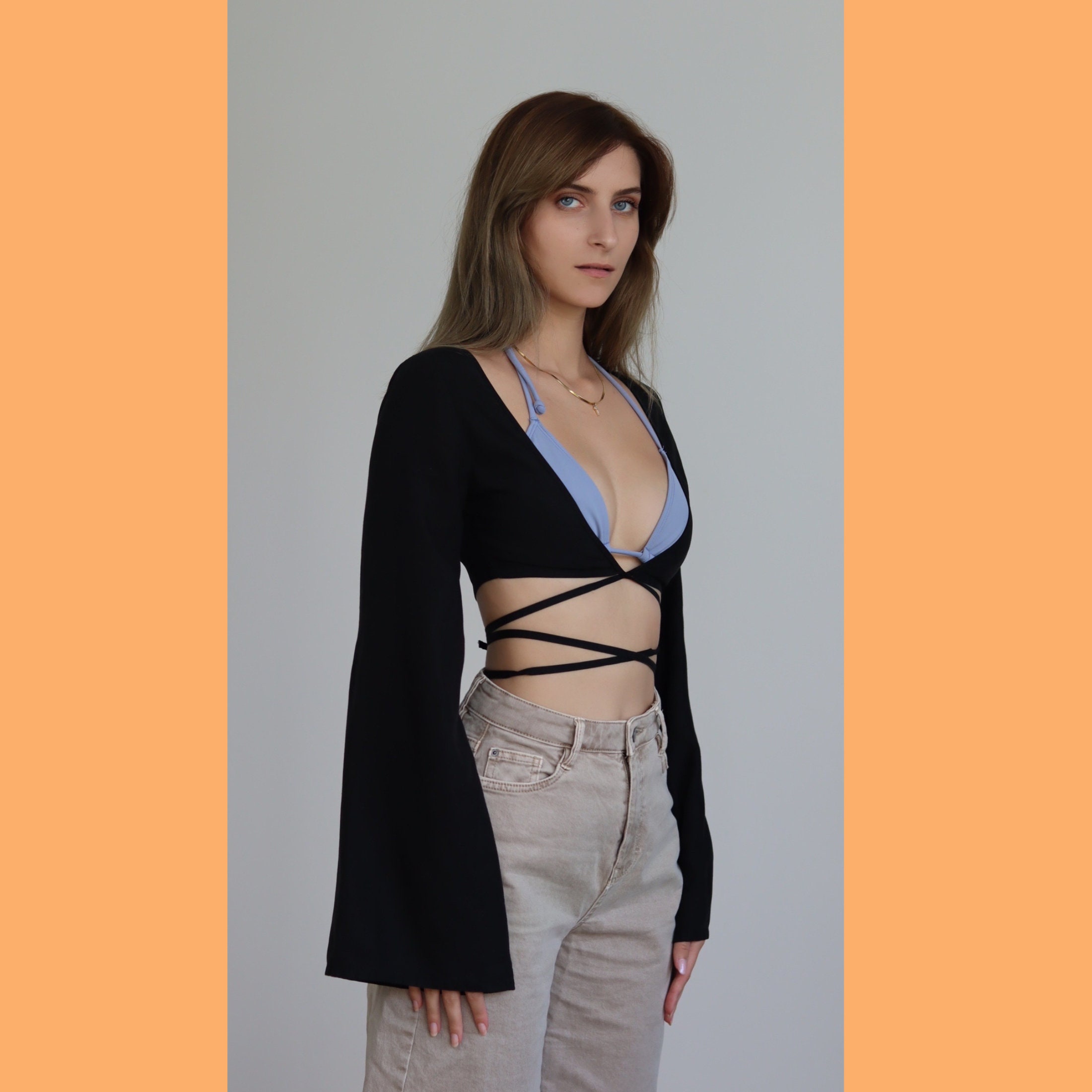 Knit Fitted Flare Sleeve Top | Love, Bonito US