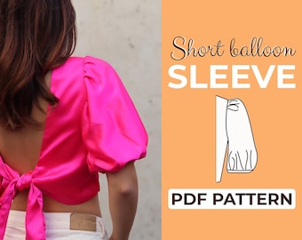 Balloon Sleeve Sewing Pattern, Easy Puff Sleeve Pattern in A0, A4 & US-Letter Version + Detailed Instruction, XXS - XXXL