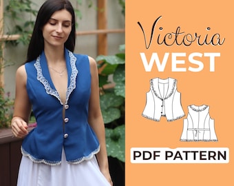 Vintage Vest Sewing Pattern | Vest Waistcoat Pattern | Pattern + Detailed Illustration Instruction | XXS - XXXL | A0, A4 & US-Letter