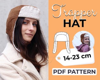Trapper Hat Sewing Pattern | Aviator Earflap Hat | Kids & Adults | Easy Beginner Pattern + Illustrated Tutorial | S - L | A0, A4, US-Letter