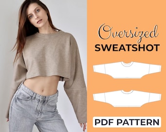Cropped Sweater Sewing Pattern | Oversized Grandpa Sweater | Pattern + Detailed Illustrated Instruction | XXS - 7XL | A0, A4 & US-Letter