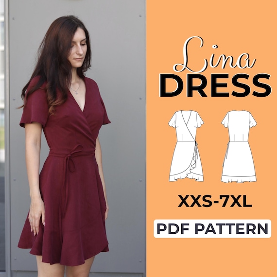 Wrap Dress Sewing Pattern | Elegant Dress Pattern | Easy Beginner Pattern +  Easy Illustrated Tutorial | XXS - 7XL | A0, A4 & US Letter - Etsy