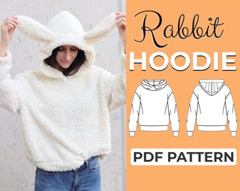 Hoodie With Ears Sewing Pattern | Kawaii Hoodie Pattern | Pattern + Detailed Illustration Instruction | XXS - XXXL | A0, A4 & US-Letter