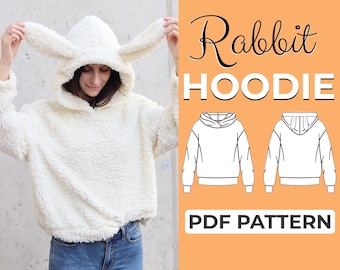 Hoodie With Ears Sewing Pattern | Kawaii Hoodie Pattern | Pattern + Detailed Illustration Instruction | XXS - XXXL | A0, A4 & US-Letter