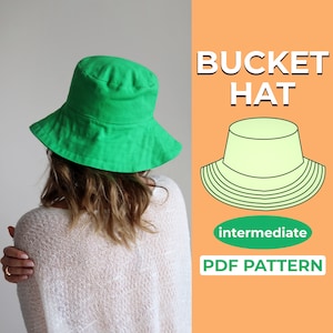 Patrón de costura para sombreros tipo pescador y para el sol, sombreros unisex reversibles para adultos y niños, tamaño A0, A4, patrón de carta estadounidense + instrucciones para principiantes