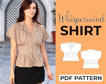 Peasant Blouse Sewing Pattern | Short Sleeve Loose Blouse | Pattern + Detailed Illustrated Instructions | XXS - 7XL | A0, A4 & US-Letter