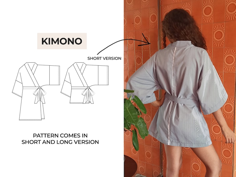 Woman Kimono Sewing Pattern in Short or Long Version Kimono Etsy