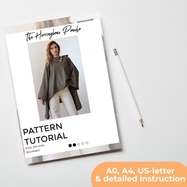 Poncho Cape Pattern | Easy Sewing Pattern | Cover-Up Shawl | A0, A4, US-Letter Pattern + Detailed Instruction, XXS - 3XL image 7