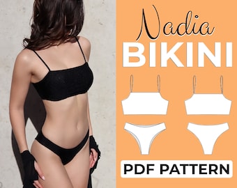 Sexy Bikini Sewing Pattern | Swimsuit Set Women | Pattern + Detailed Illustration Instruction | XXS - XXXL | A0, A4 & US-Letter Pattern
